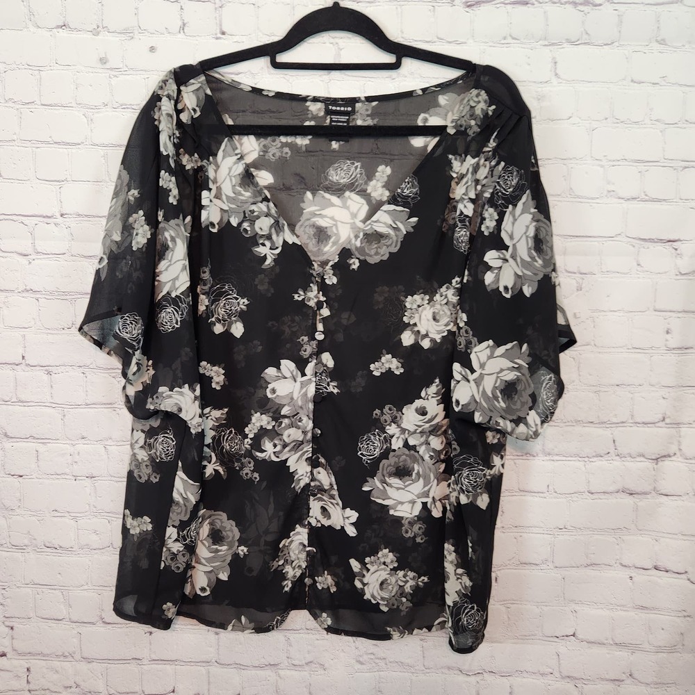 Torrid Black Floral Blouse
